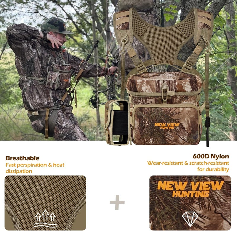 NEW VIEW CamoRanger Binocular Harness Chest Pack, Ripstop Bino Harness with Rangefinder Pouch and Rain Cover for Hunting - Image 2